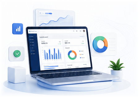 Financial analytics dashboard displayed on a laptop